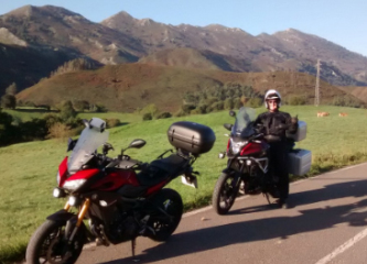 Biker enjoying a rest in Spain